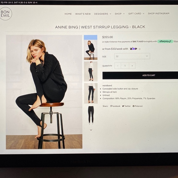 Anine Bing West Stirrup Legging Black US8 - Picture 6 of 8